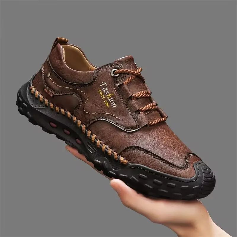 New Genuine Leather Mens Casual Shoes Fashion Lace Up Business Oxford Shoes for Men Outdoor Walking Sport Tennis Masculino