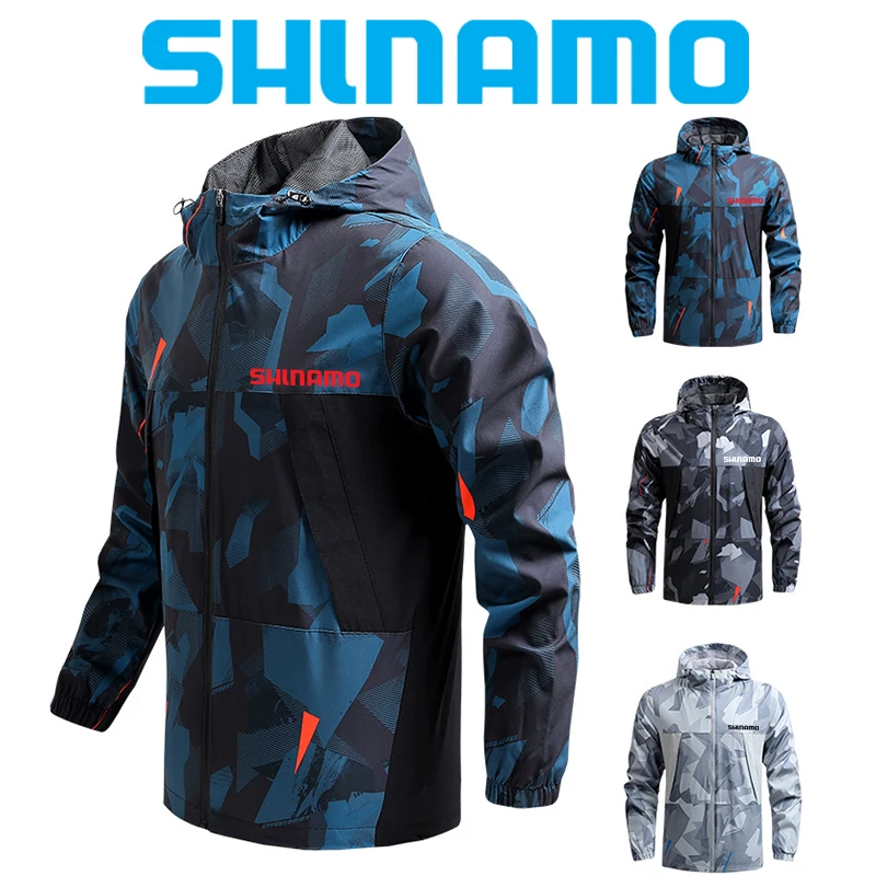 

2023 Outdoor Sports Fishing Large Hooded Jacket Men's Spring and Autumn Mountaineering Coat Thin Casual Fast Drying Windbreaker