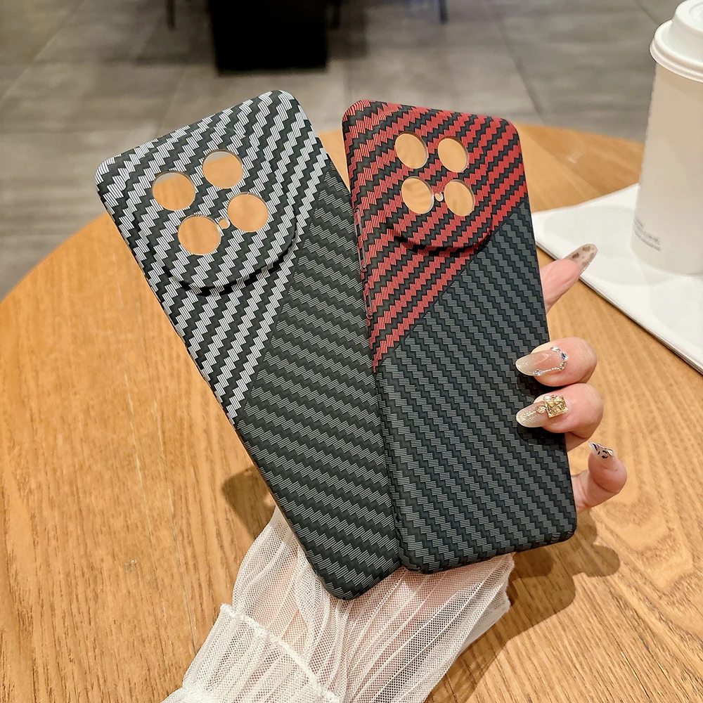 Slim Carbon Fiber Pattern PC Hard Phone Case with Camera Protection Cover