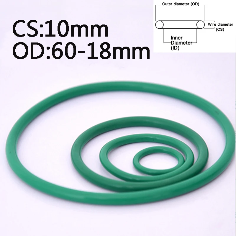 

Fluorine Rubber O Ring CS 10mm Green FKM O-Ring Oil Sealing Gasket OD 60/70/80/100/105/110/115/120/150/160/165/170/175/180mm