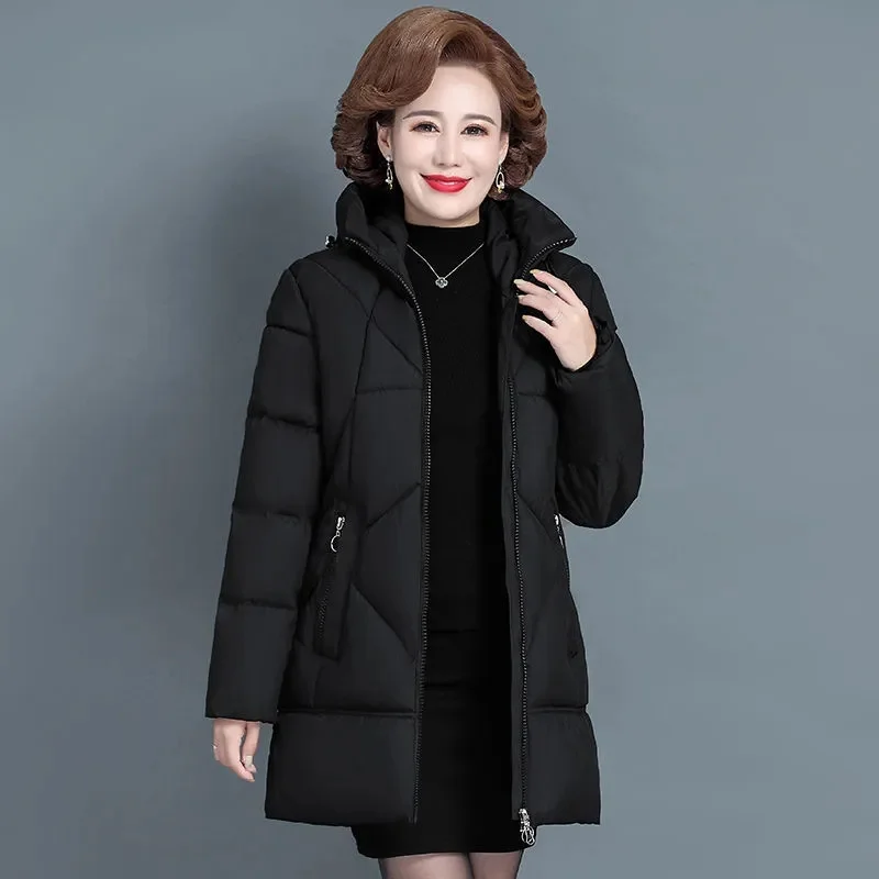 

Winter Jacket Women Parka Coat 2022 New Long Sleeves Down Cotton Padded Jacket Long Hooded Thicken Female Parkas Snow Wear Coat