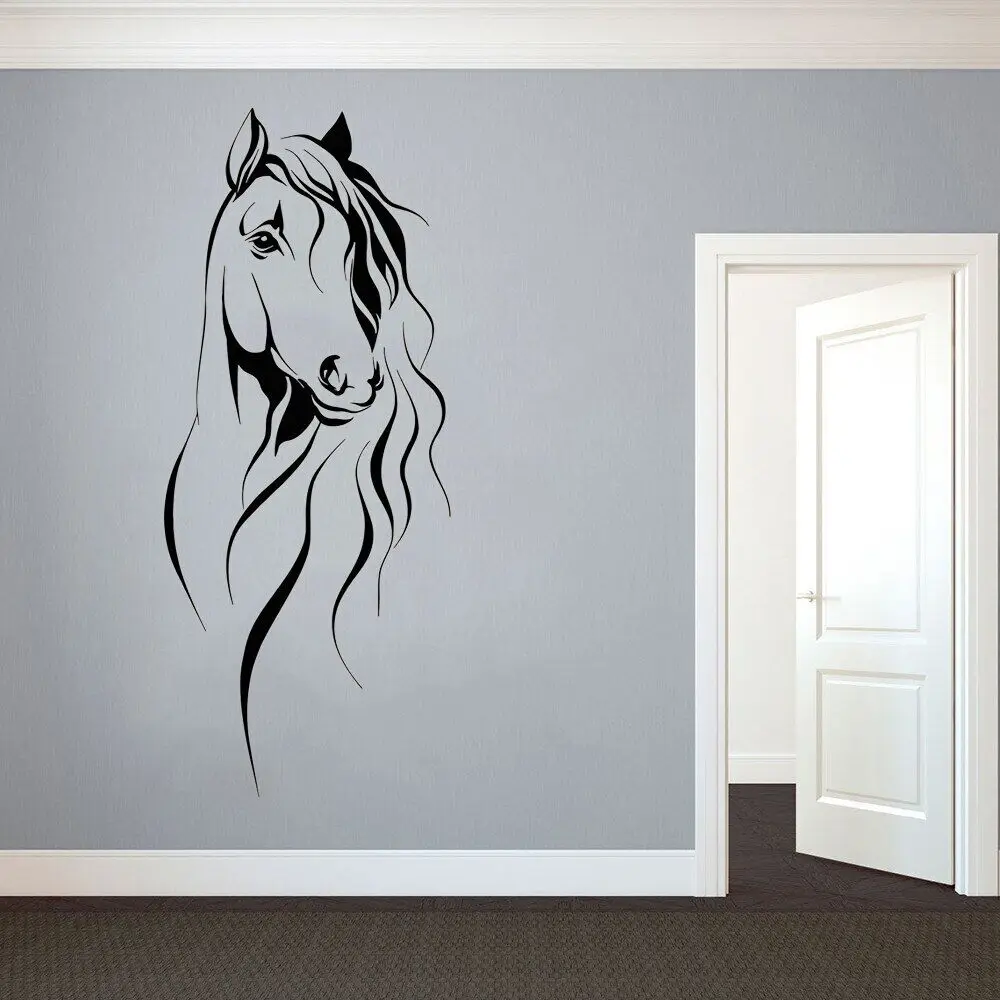Wall Stickers Wall Stickers Home Decoration Accessories Horse Head Wall Decal Pet Animal Art Decor Vinyl Wall Stickers for Living Room Chinese Style Decoration