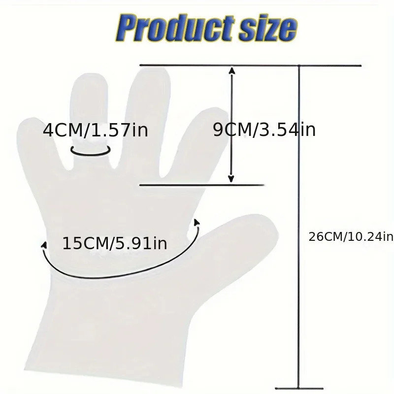 100/200/500PCS Disposable PE Gloves Plastic Gloves Terrace Pet Supplies Salon Catering Services Multi Purpose Household Tools 2