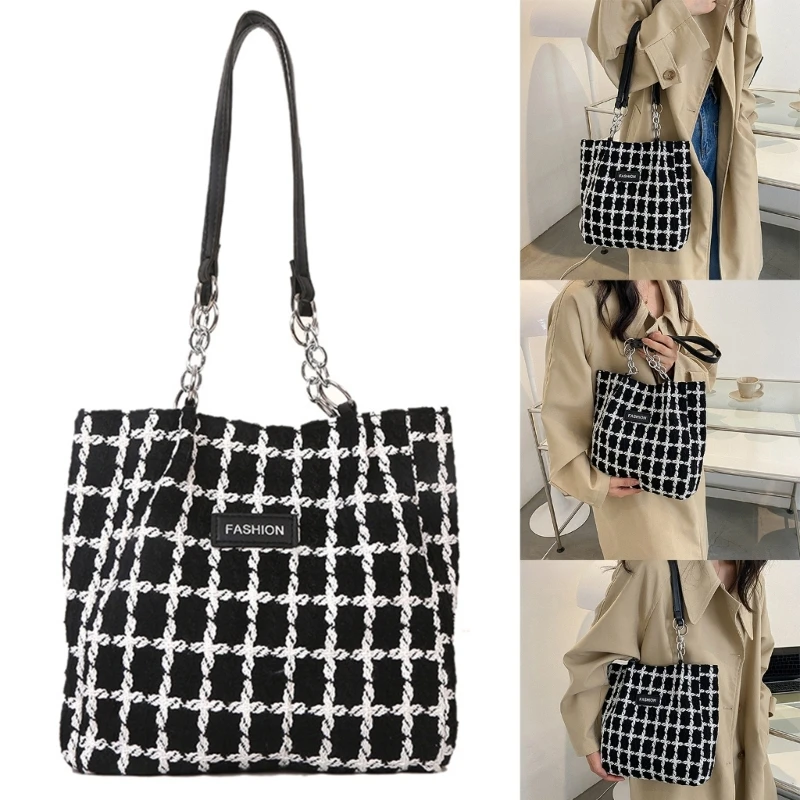 

Fashionable Design Handbag Classical Checkered Handbag Versatile & Spacious Tote Bag for Students Women Girls