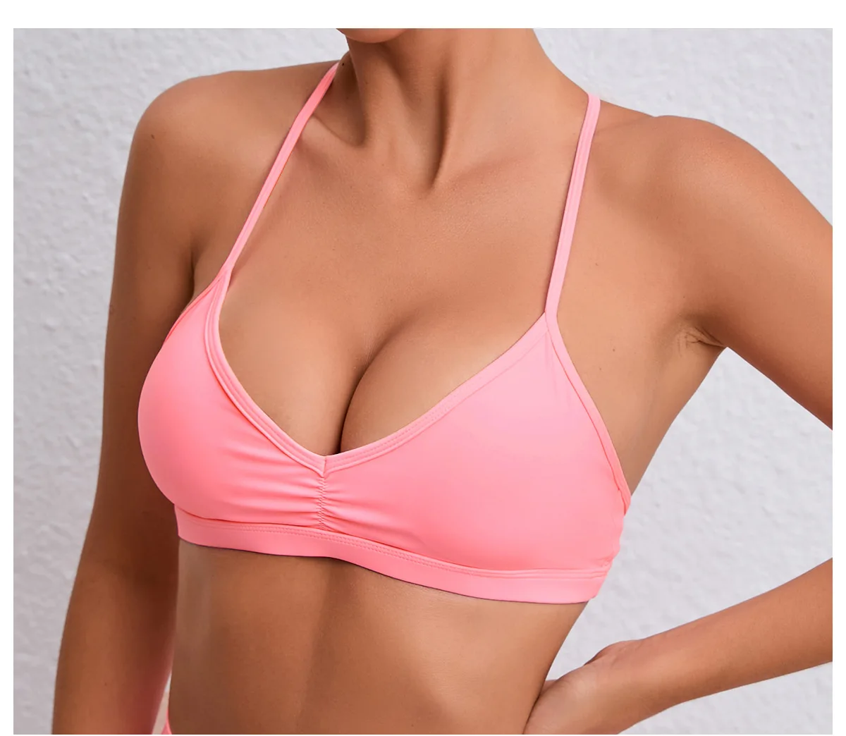 Yoga Sports Bra - Lightweight Nylon Spandex Multi Wear Crop Top with Removable Straps