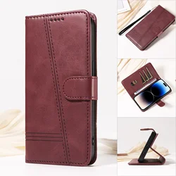 Magnetic Flip Wallet Leather Case with Stand and Card Slots - Premium Book Cover Design - Motorola Moto G06 (Wine Red (KT - TX))