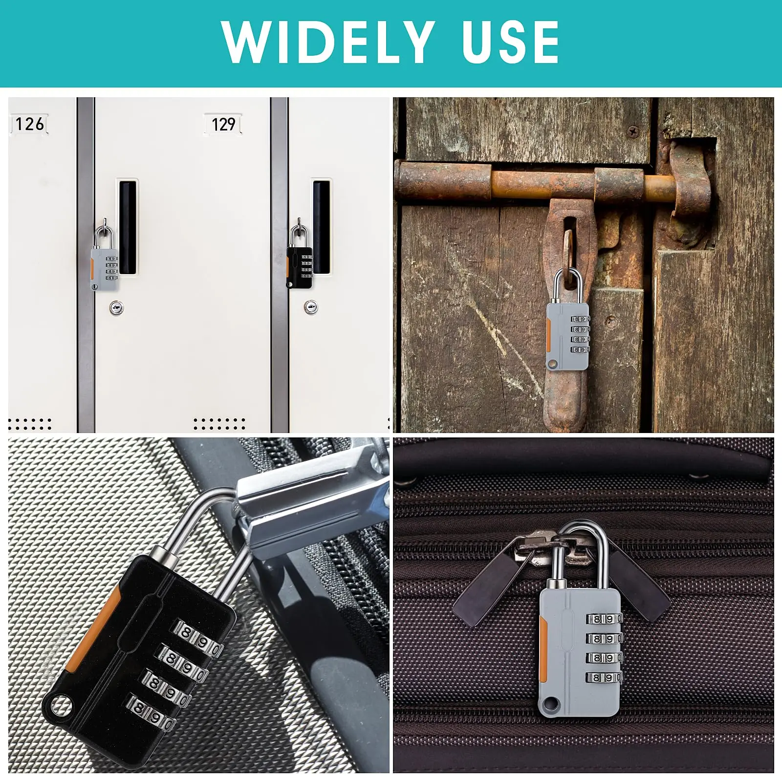 Digit Combination Lock 1/2PCS 4 Digit Number Combination Pad Lock Padlock Outdoor Waterproof Lock Suitcase Luggage Security Coded Black Gray New