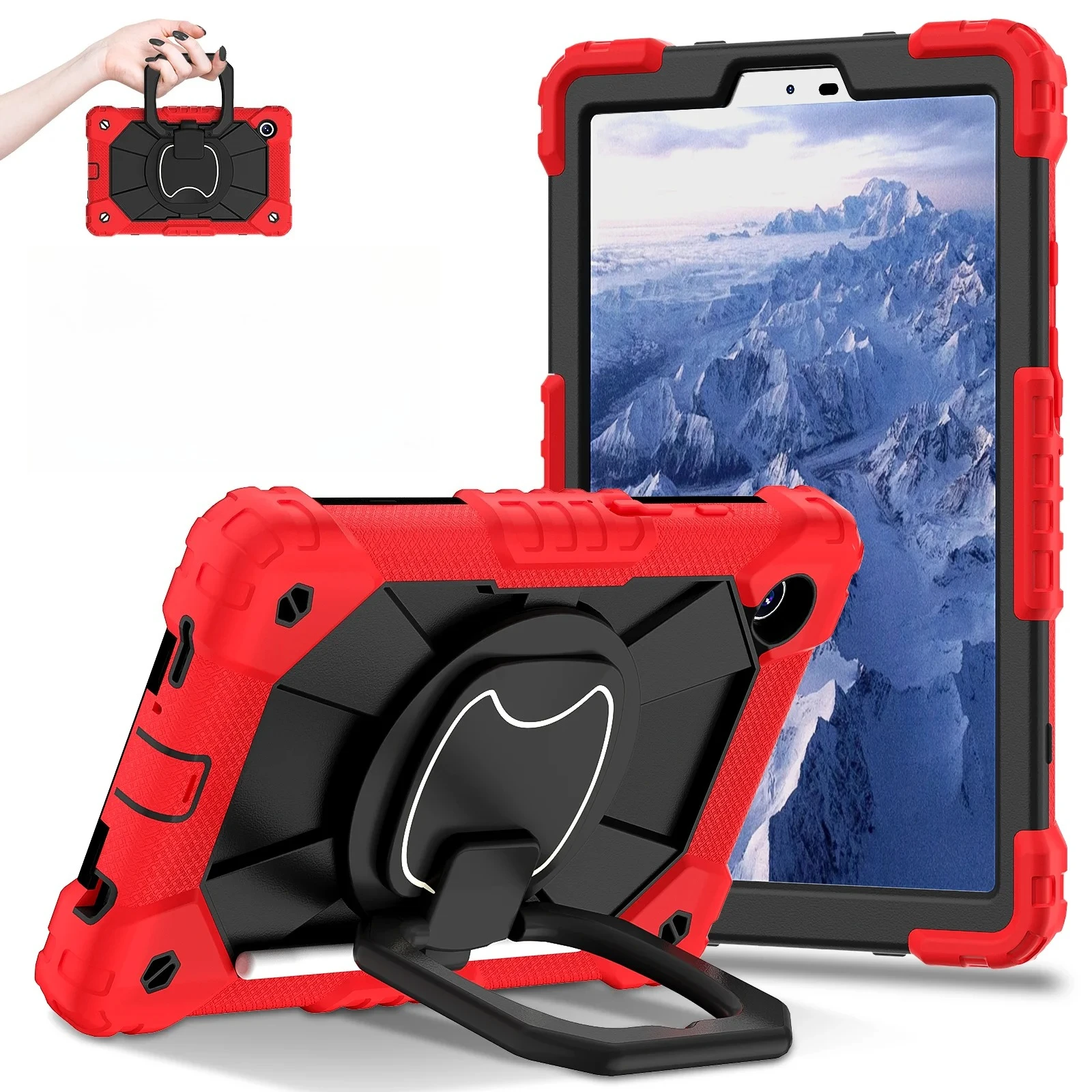 Heavy Duty Armor Case with 360° Rotating Stand and Straps - Shockproof Cover