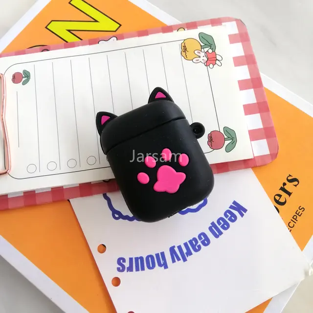 Cute Cartoon Silicone Cases For Airpods 1 2 Protective Wireless Earphone Charging Cover For Airpods case Blackcatpaw