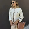 TRAF Woman Outerwears Autumn Long Sleeve Cropped Jacket For Women Winter Button Demi-Season Short Coats Elegant Women's Coat 6