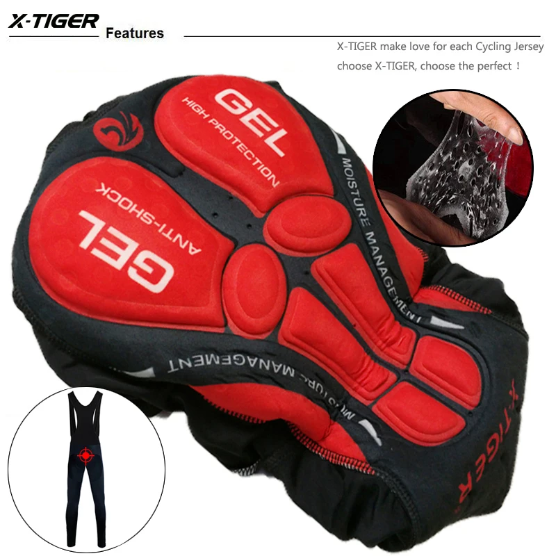 X-TIGER Radsport-Lätzchen-Hose Winter-Thermo-Mountainbike-Hose Fahrrad-Strumpfhose Coolmax 5d Gel-Pad hält warme Lätzchen hose – Detail 12