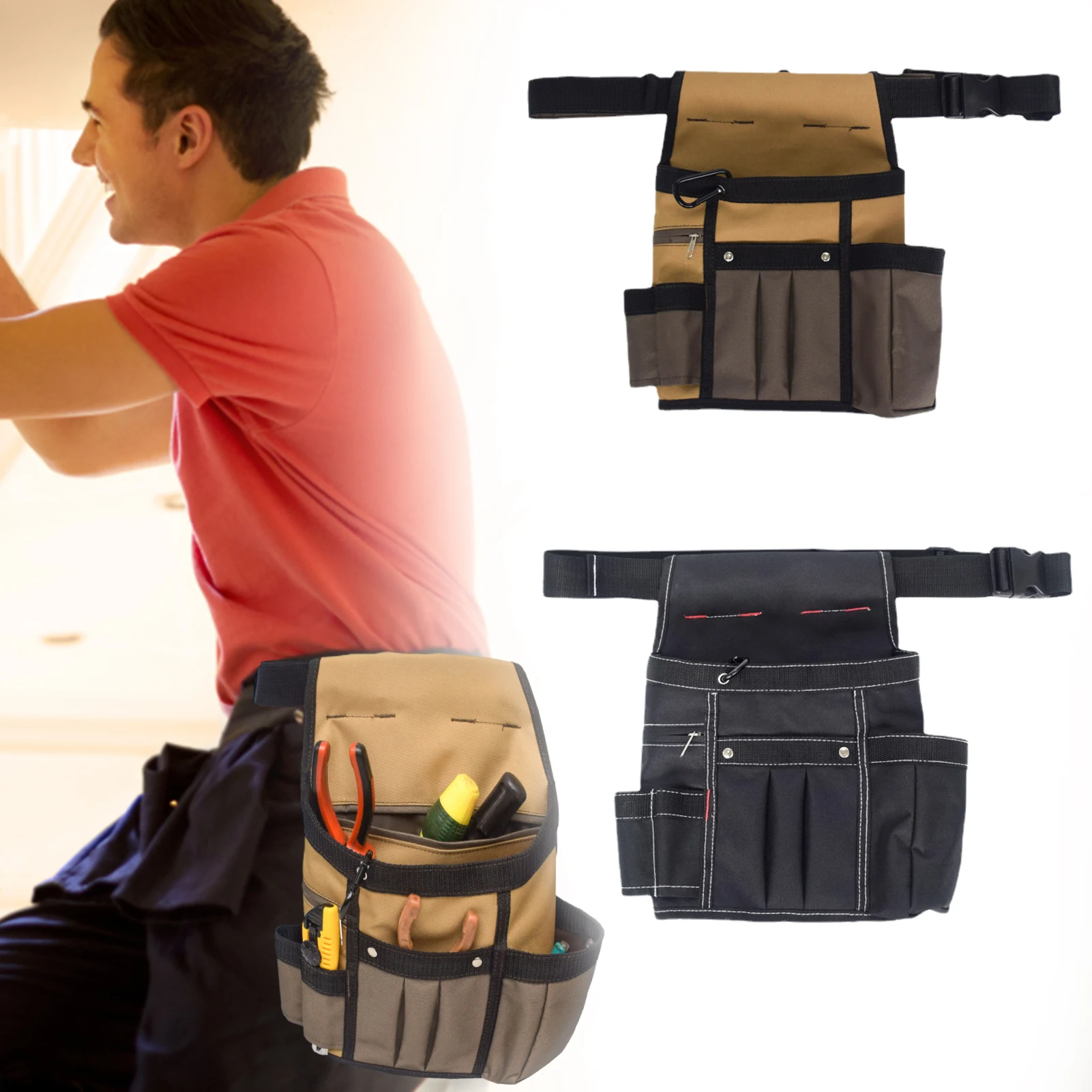 

Belt Waist Pocket Case Multi Pockets Carpenter Electrician Tool Belt Adjustable Carrying Pouch Home Tools Storage Bag