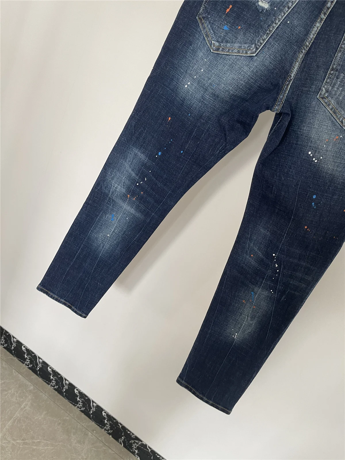 Autumn and Winter Men's Jeans Fashion Slim Three-dimensional Cut Stitching Micro Elastic Spot Button men jeans mens jeans jeans trousers elastic jeans denim trousers