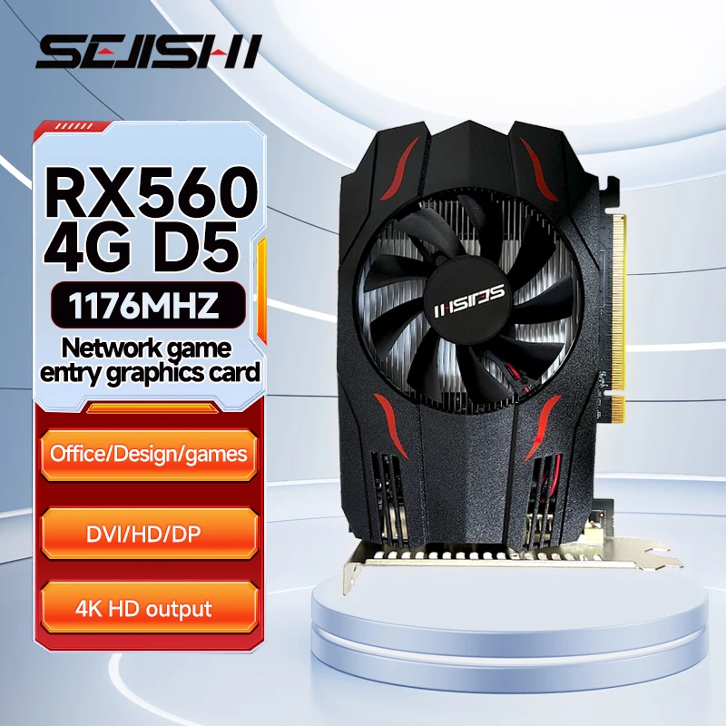 SEJISHI RX 560 4GB Graphics Card AMD Radeon RX560 4GB GDDR5 128Bit ...