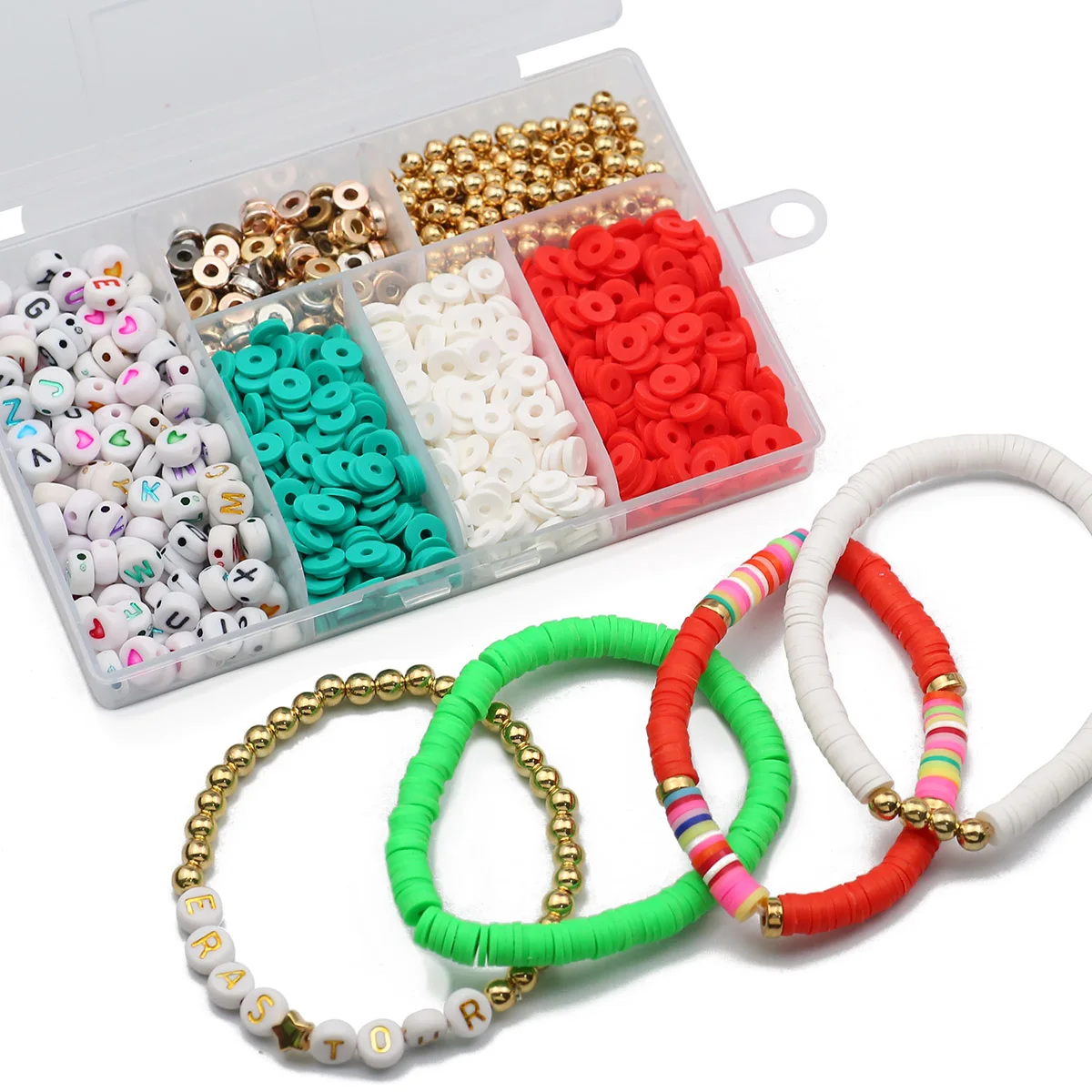 

1250Pcs 6MM Christmas Polymer Clay Acrylic CCB Loose Beads Spacer DIY Set Box For Making Bracelets Necklaces Jewelry Accessories