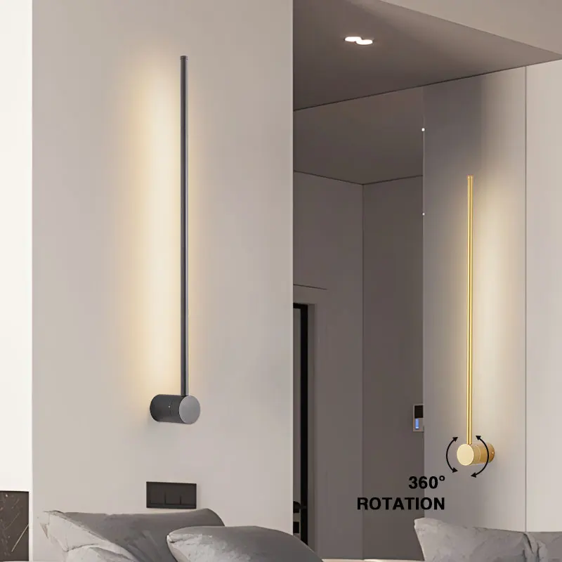 블랙 골드 360 ° 회전 LED 벽 램프, 소파 배경 침실 실내 침대 옆 LED 벽 조명, 복도 홈 스콘스