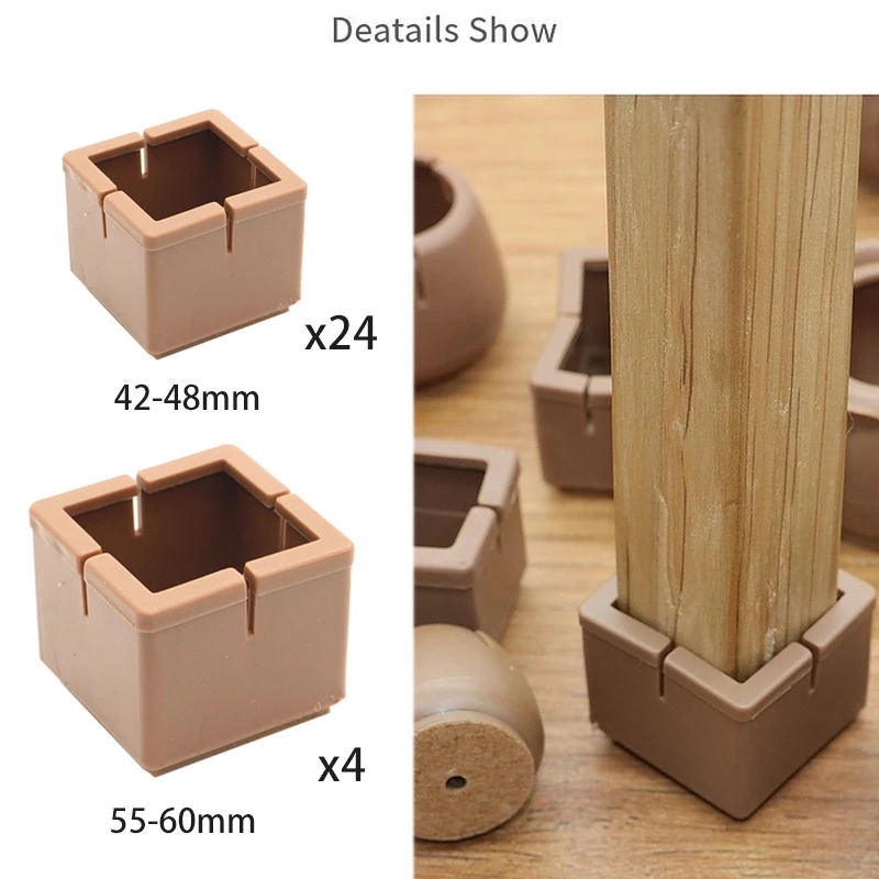 

Hot XD-24Pcs Silicone Chair Foot Protection Table Bottom Cover Pads Set Table Chair Leg Caps Furniture Wood Floor Protectors