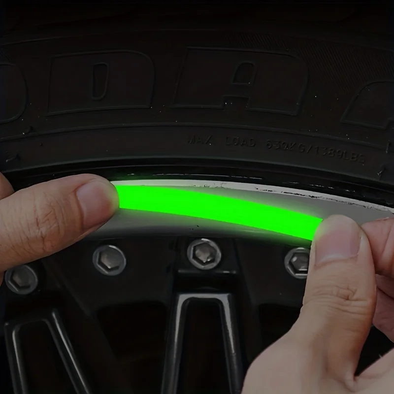 20PCS Luminous Reflective Car Wheel Stickers – Fluorescent Night Safety Rim Decals for Cars & Motorcycles 3