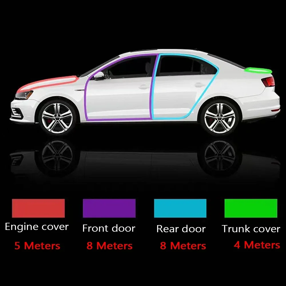Car Door Seal Strips Sticker Weatherstrip Rubber B Shape Door Seals Sound Insulation Auto Door Sealant Automobiles Accessories
