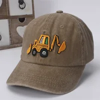 Boys Girls Outdoor Baseball Caps Tractor Excavator Embroidered Cute Funny Hats For Kids 5