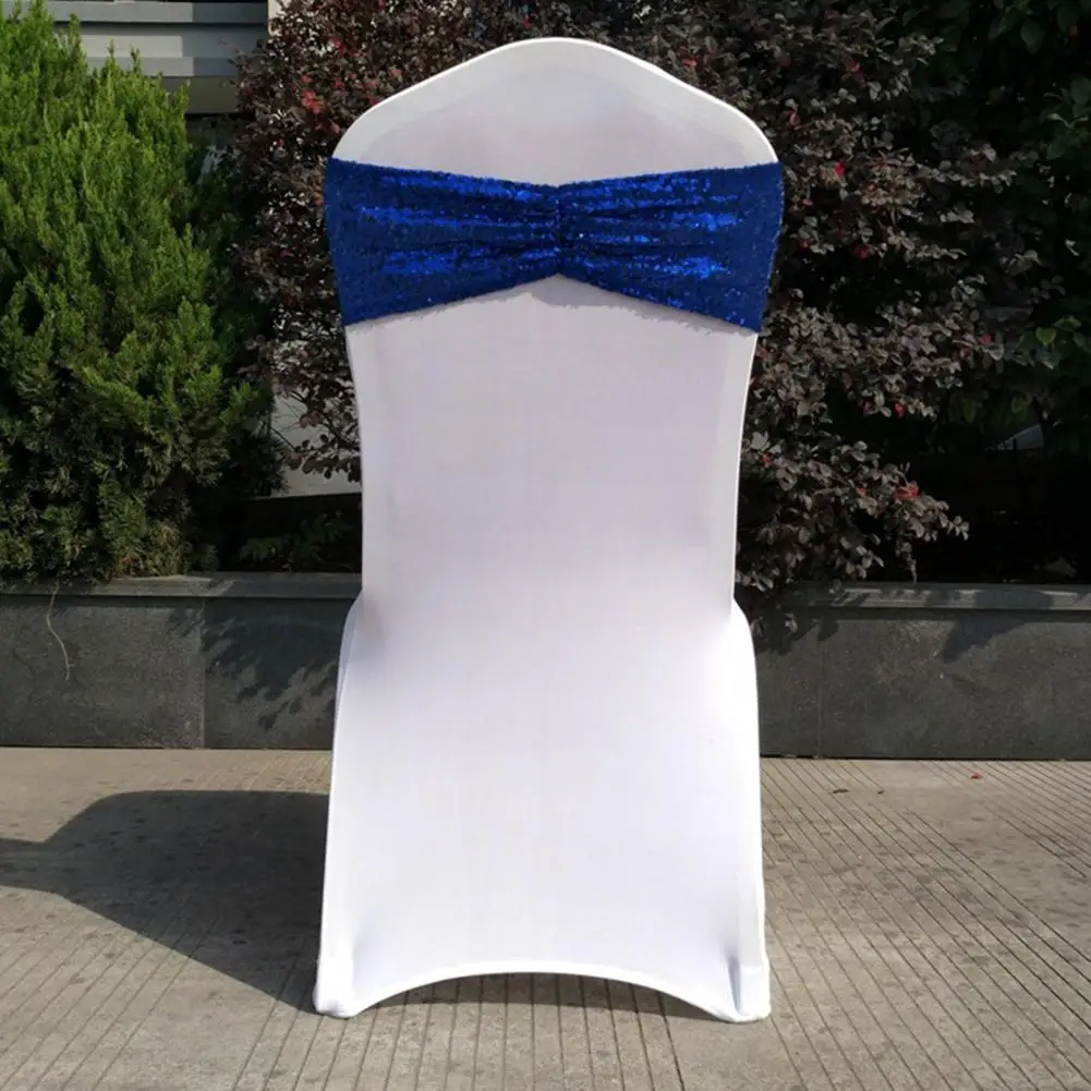 

Shiny Chair Back Bands Elegant Sequin Chair Bands for Wedding Banquet Party Decor Reusable Long-lasting Chair Back for Folding