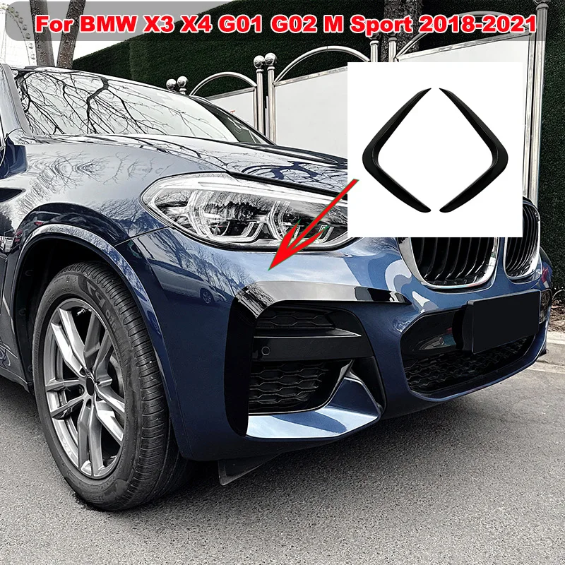 

For BMW X3 X4 G01 G02 M Sport 2018-2021 Front Bumper Splitter Air Knife Cover Trim Sticker Fog Light Canards Car Accessories