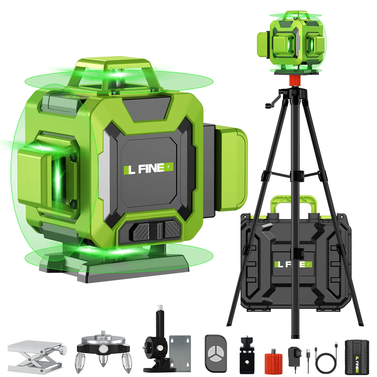 Lfine 4D 16 Lines Laser Levels with Tripod and Suitcase Horizontal And Vertical 360°Self-leveling Professional Laser Level Tool