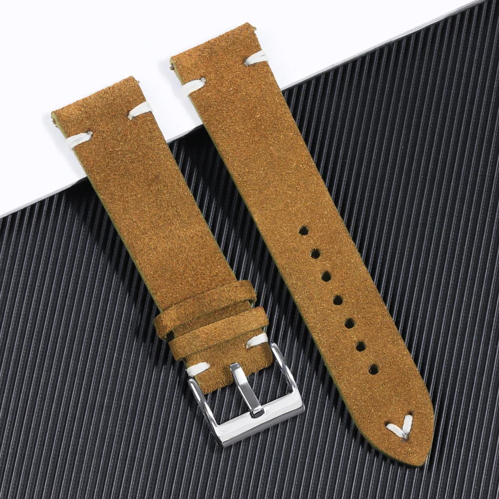 Vintage Handmade Suede Soft Watch Strap with Quick Release