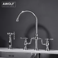นิกเกิลแปรงก๊อกน้ําห้องครัว Sprayer ทองเหลืองแปรงทอง Hot & Cold ก๊อกน้ํา Chrome Black Mixer Tap FW015 5