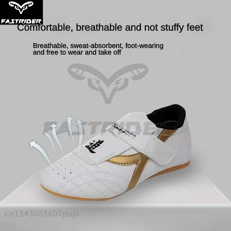 Taekwondo Shoes for Men and Women Martial Arts Training Anti Slip Cowhide Sole Shoes Comfortable Breathable Kung Fu
