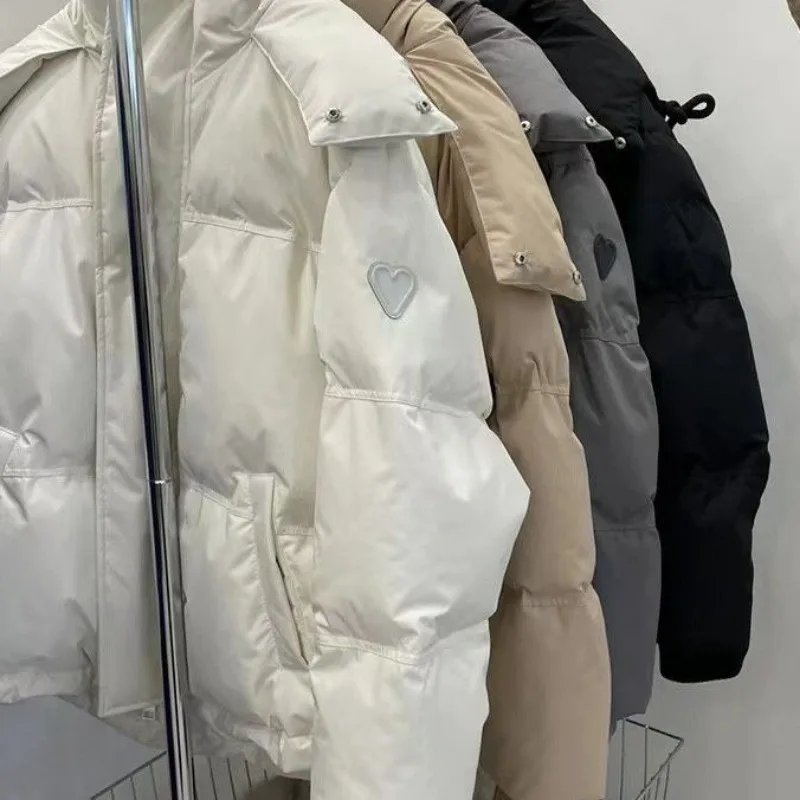 2023 New Women Down Jacket Winter Coat Female Loose Large Size Short Parkas Warm Thick Outwear Fashion Hooded Overcoat S-L