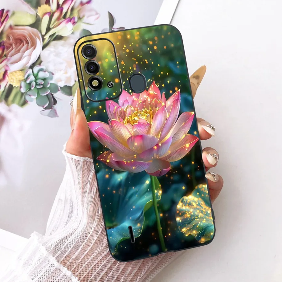 Elegant Flower & Butterfly Soft Black Silicone Phone Case