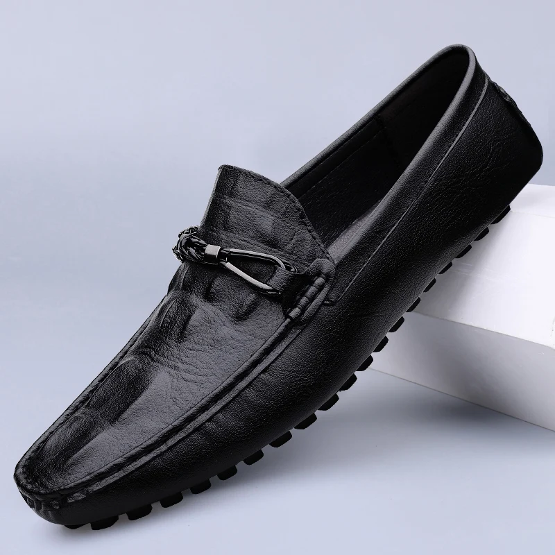 

Genuine Leather Men's Shoes Lightweight Dress Loafers Fashion Breathable Walking Shoes Soft Bottom Outdoor Formal Shoes Moccasin