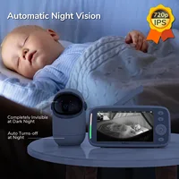 Moniteur vidéo pour bébé, 5 pouces, 720P, avec Zoom panoramique et inclinaison, caméra de Surveillance, interphone bidirectionnel, Vision nocturne automatique, écran IPS, pour bébé nounou 5