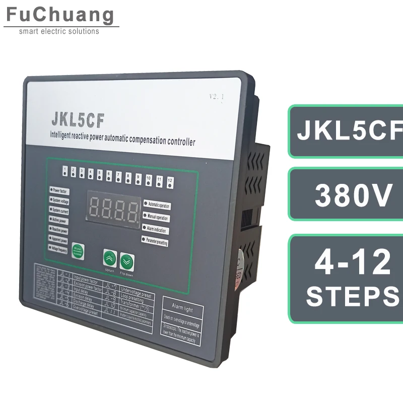 Power Factor Controller New Reactive Power Autocompensation Controller JKL5CF 380V 50/60Hz 4/6/8/10/12 Steps Universal for Capacitor Compensation Device