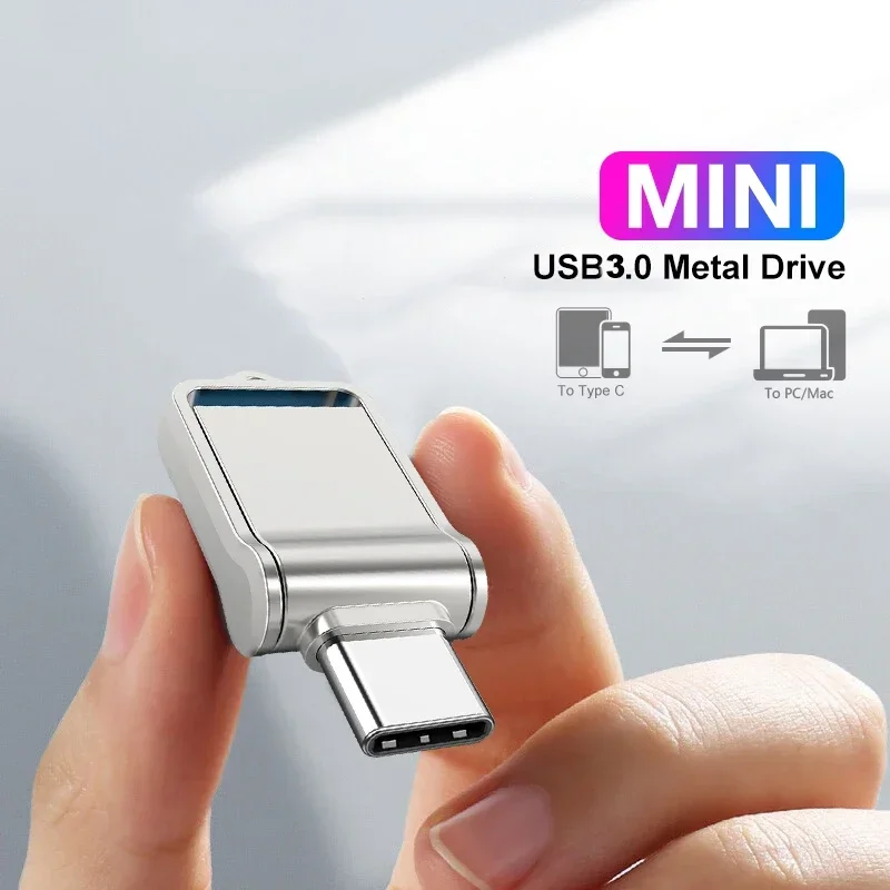 펜드라이브 USB 3.0 플래시 드라이브 듀얼 슬롯 고속 전송 메모리 스틱 금속 펜 드라이브 사진, 비디오, 파일 데이터 저장용