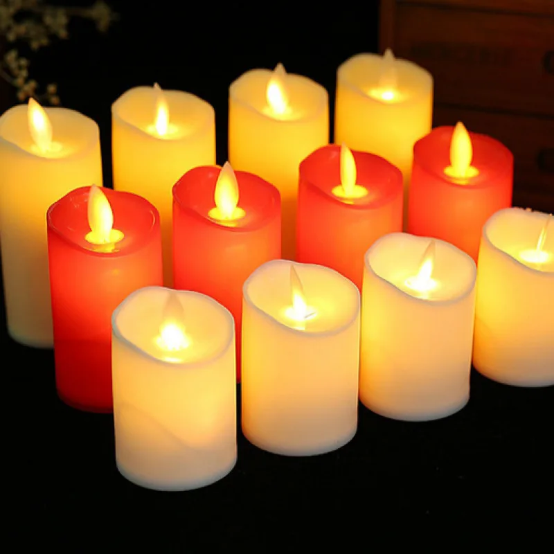 LED swing simulation glass electronic candle light red Christmas and