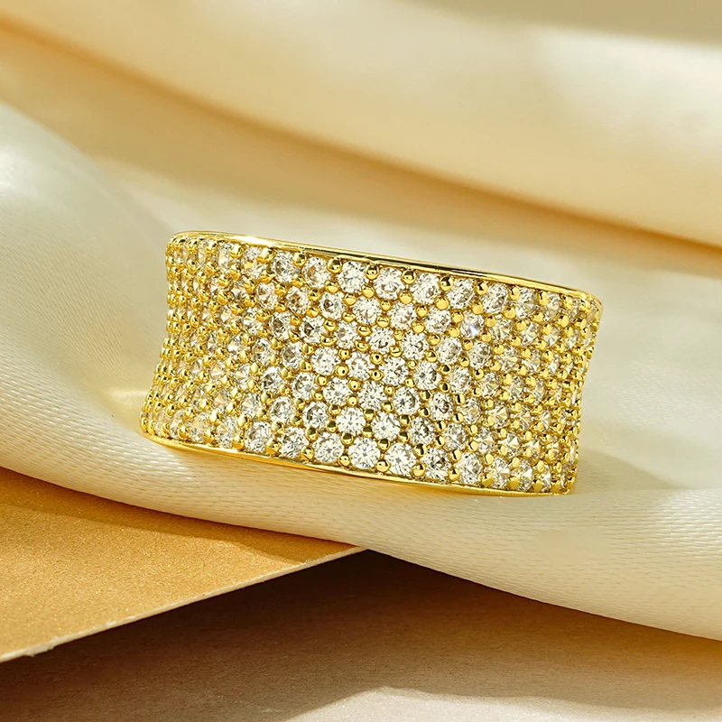 Rrjzz Funkelnde CZ Simulierte Diamant Männer Frauen Band Ringe Luxus Brillante Silber/Gold Farbe Liebe Ring für Hochzeit Edlen schmuck – Detail 3