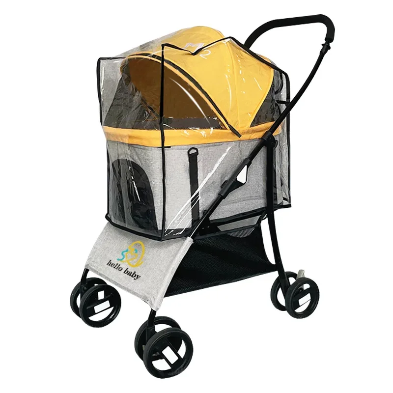 Outdoor Transparent Pet Cart Eva Rain Cover Rainproof and Dustproof Cat Dog Cart Poncho (Rain Ceovr Only No Cart)