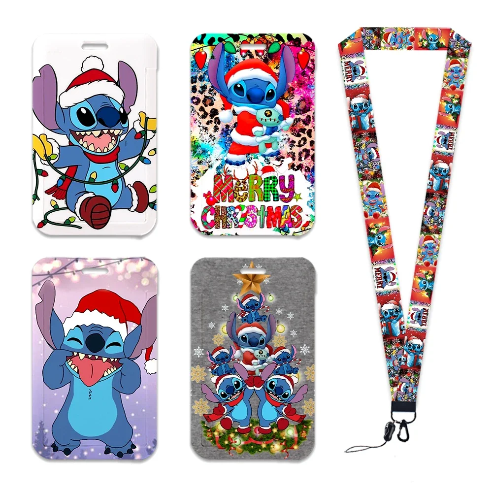 Christmas Disney Stitch Lilo Keychains Lanyard Rope for Keys ID Card Employee Card Badge Holders Student ID Lanyard Set key holder key organizer badge holder