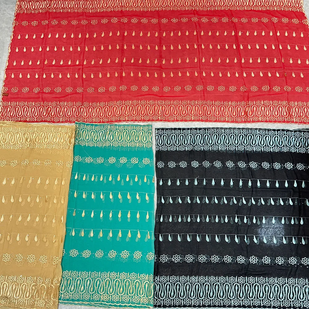 2025 Muslimischer Afrikanischer Schal Turban Chiffon Großhandel Bestickter Schal Muslimischer Party-Innenhijab für Damen Foulard – Detail 2