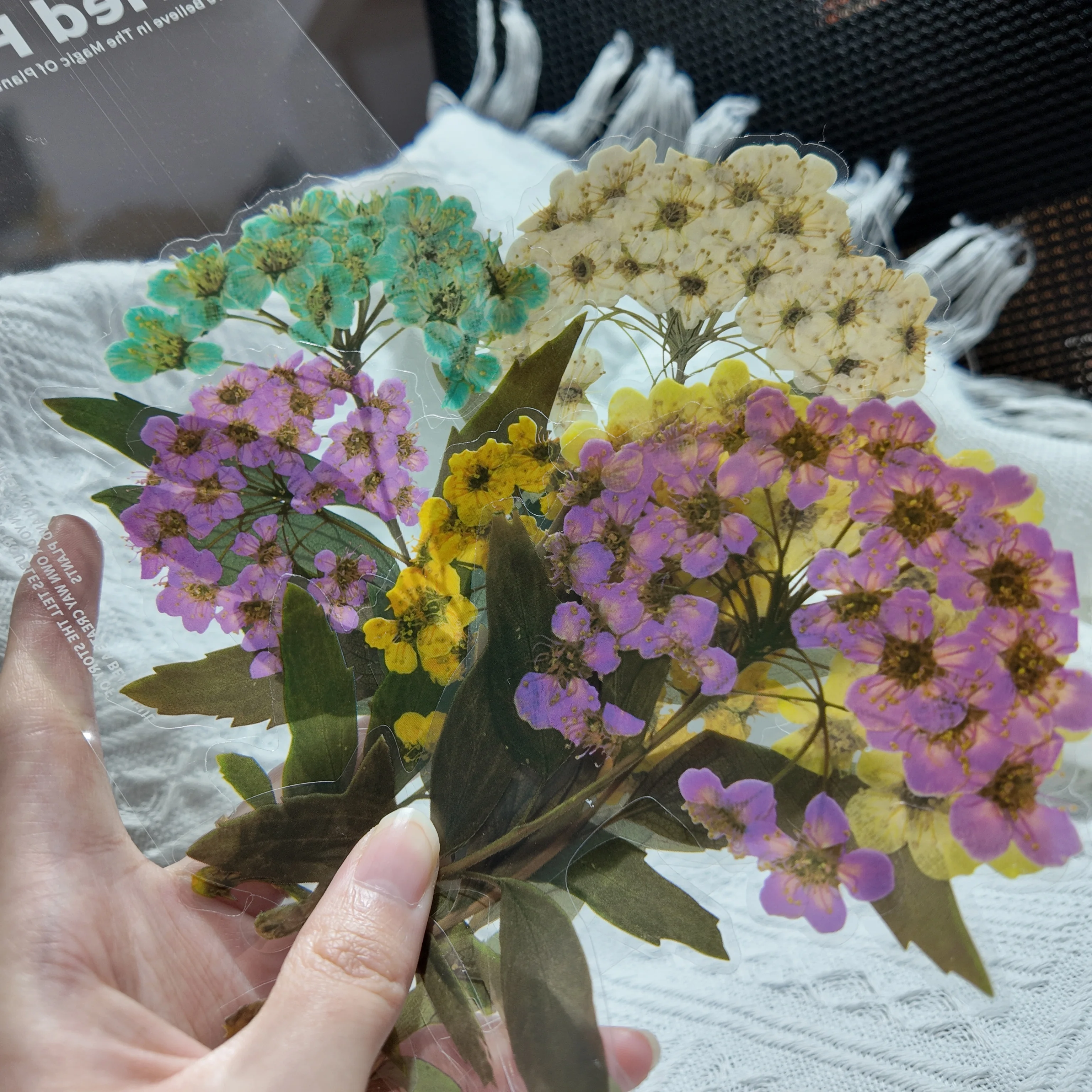 6 시트 대형 식물 꽃 스티커 DIY 스크랩북 플래너 콜라주 일기 용품 미학 스티커 편지지