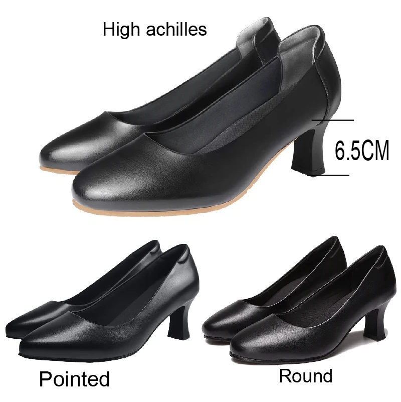 6.0cm Comfort Genuine cow Leather Breathable Work Shoes For Flight Female Stewardess Air Crew Waiter Attendant  Trainmaner 6