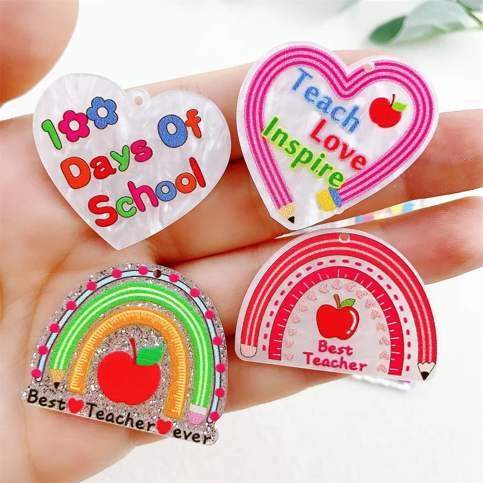Orecchini Pendenti Acrilico A Forma Di Matita E Righello Arcobaleno, Gioielli Creativi Per Insegnanti E Studenti, Regalo Ritorno A Scuola