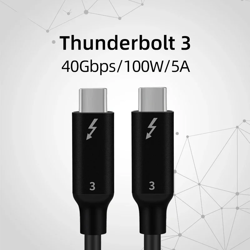 맥북 프로 충전기용 선더볼트 케이블, USB C-USB C 케이블 PD, C타입 수-수 5K, 3 0.3M, 0.5M, 0.8M, 100W, 40G