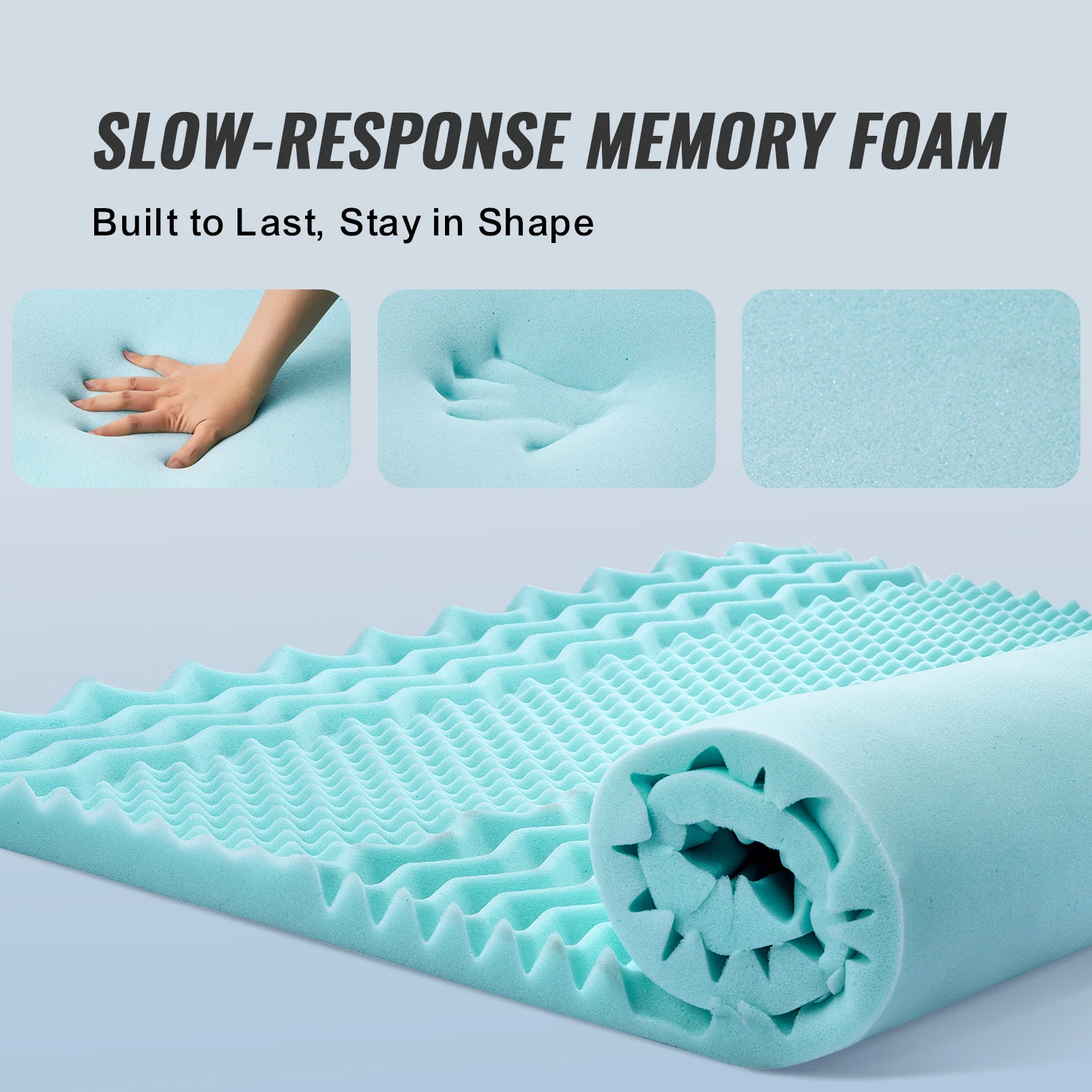 VEVOR Mattress Topper Queen Size 2" / 3" Thickness Soft Memory Foam Mattress Pad, Cooling Gel Infusion Comfy Support for Any Bed