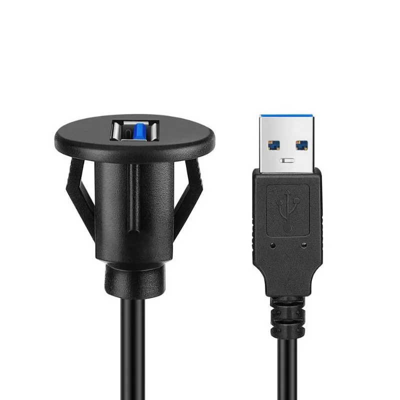 Usb 3.0 painel de montagem nivelada cabo extensão com fivela para o carro caminhão barco motocicleta dashboard 1m