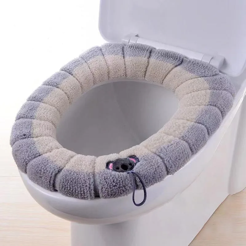 Winter Warm Toilet Seat Cover Mat Bathroom Toilet Pad Cushion with Handle Thicker Soft Washable Closestool Warmer Accessories 2