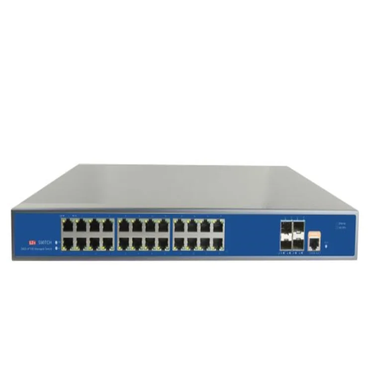 

24-портовый гигабитный коммутатор Wanglink, 24GE POE с 4*10G SFP и 1 консолью, Поддержка AF/AT, управляемый коммутатор PoE
