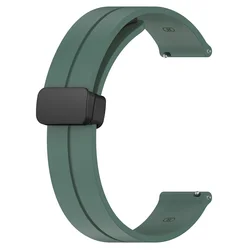 Silicone Magnetic Buckle Smartwatch Strap - Adjustable 20mm/22mm Band for Enhanced Comfort and Style (Dark green)